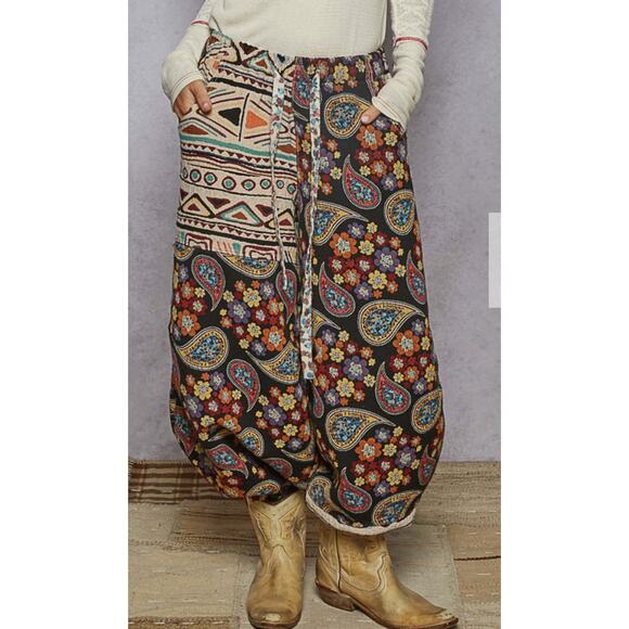 Pol Tapestry Baloon Pull On Pants Hippie Boho Jogger Wide - Picture 1 of 2